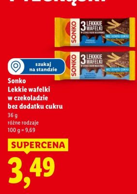 Lekkie wafelki w czekoladzie bez dodatku cukru promocja w Lidl
