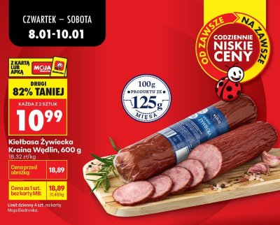Kiełbasa żywiecka 600 g Kraina Wędlin promocja w Biedronka
