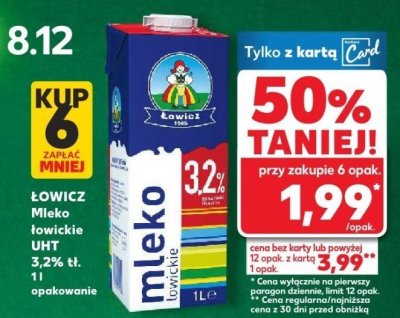 Mleko łowickie UHT 3,2% tł. promocja w Kaufland
