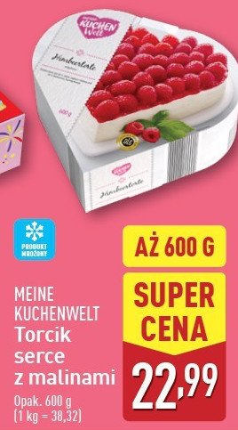 Torcik 艣mietankowy serce z malinami promocja