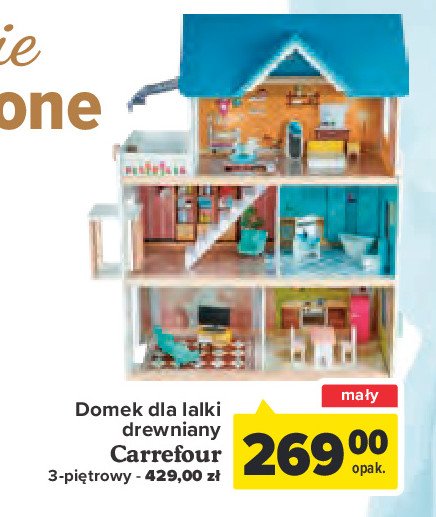 Domek dla lalek drewniany 3-piętrowy Carrefour promocja