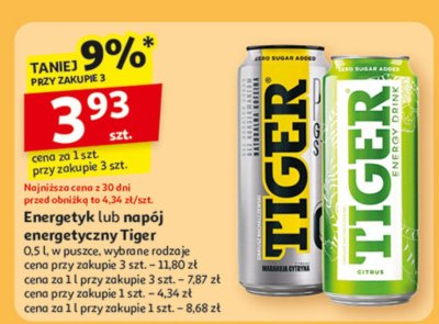 Nap贸j pure marakuja cytryna Tiger energy drink promocja