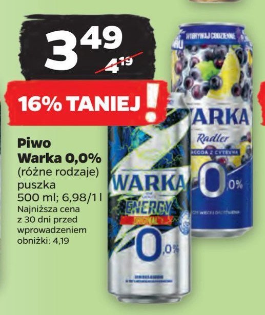 Piwo Warka energy original 0.0% promocja