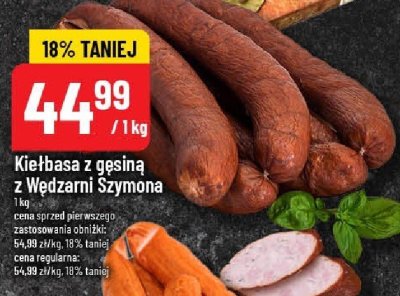 Kiełbasa z gęsiną z Wędzarni Szymona promocja w POLOmarket