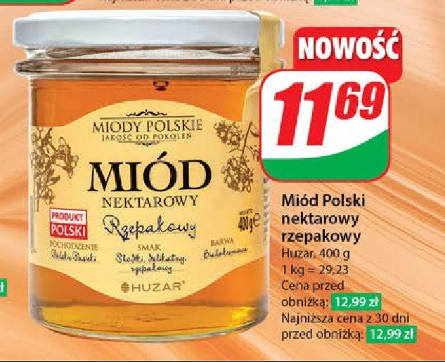 Miód nektarowy rzepakowy Miody polskie promocja w Dino