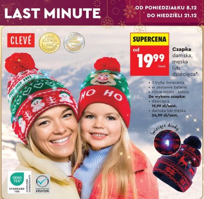 Czapka zimowa świąteczna dziecięca  promocja w Biedronka