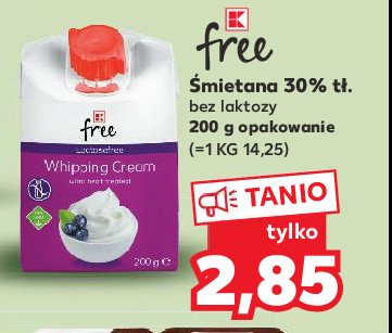 Śmietana bez laktozy 30% K-classic free promocja w Carrefour