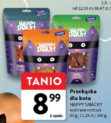 Przekąska dla kota HAPPY SNACKY wybrane rodzaje promocja w Intermarche
