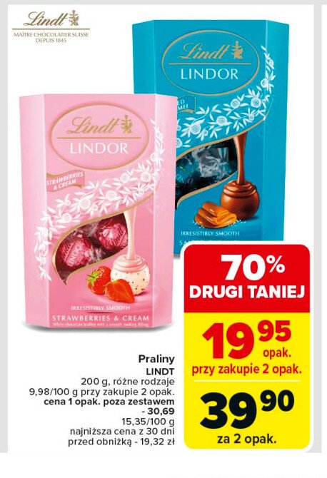 Bombonierka strawberries & cream Lindt lindor promocja