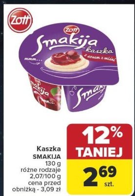 Kaszka SMAKUJA ZOTT 120 g różne rodzaje promocja w Carrefour