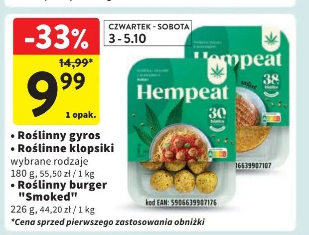 Gyros roślinny Hempeat promocja w Intermarche