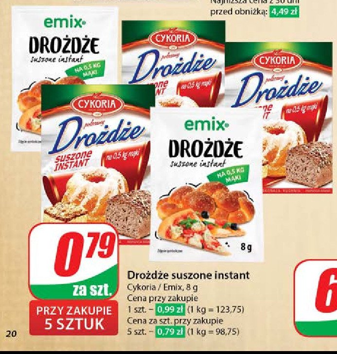 Drożdże suszone Emix promocja w Dino
