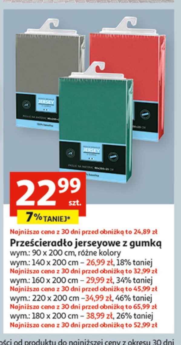 Prze艣cierad艂o jersey z gumk膮 220 x 200 cm promocja