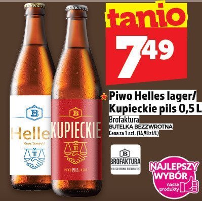 Piwo Helles lager / Kupieckie pils 0,5 L promocja w TOPAZ