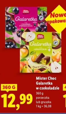 Galaretka w czekoladzie Mister Choc porzeczka lub gruszka promocja w Lidl