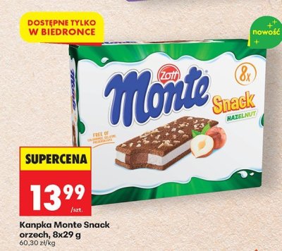 Kanapka Monte Snack orzech, 8x29 g promocja w Biedronka