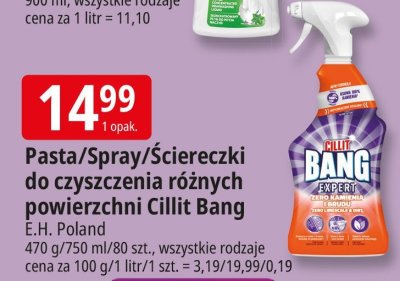Pasta/Spray/Ściereczki do czyszczenia różnych powierzchni Cilit Bang Mr Poland promocja w Leclerc