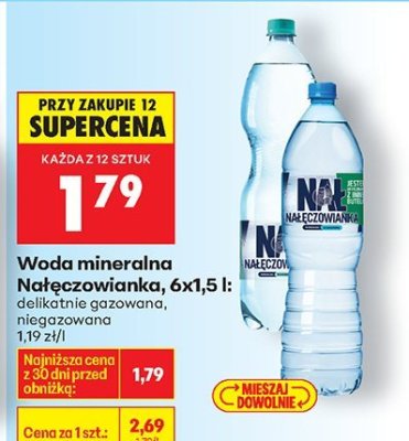 Woda mineralna gazowana, 6x1,5 l promocja w Biedronka