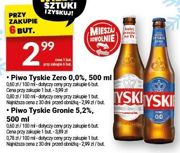 Piwo Tyskie Zero 0,0%, 500 ml promocja w Twój Market