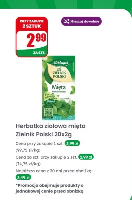 Herbatka ziołowa mięta 20 szt. promocja w Dino