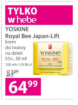 Krem rewitalizujący do cery dojrzałej na dzień 55+ Yoskine royal bee japan-lift promocja