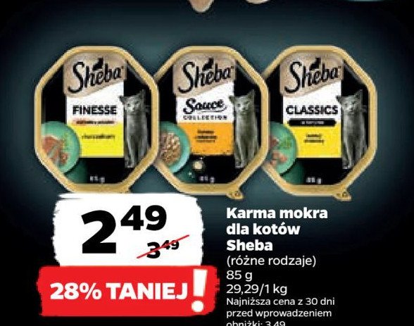 Karma dla kota z kawałkami wołowiny Sheba selection in sauce promocja w Netto