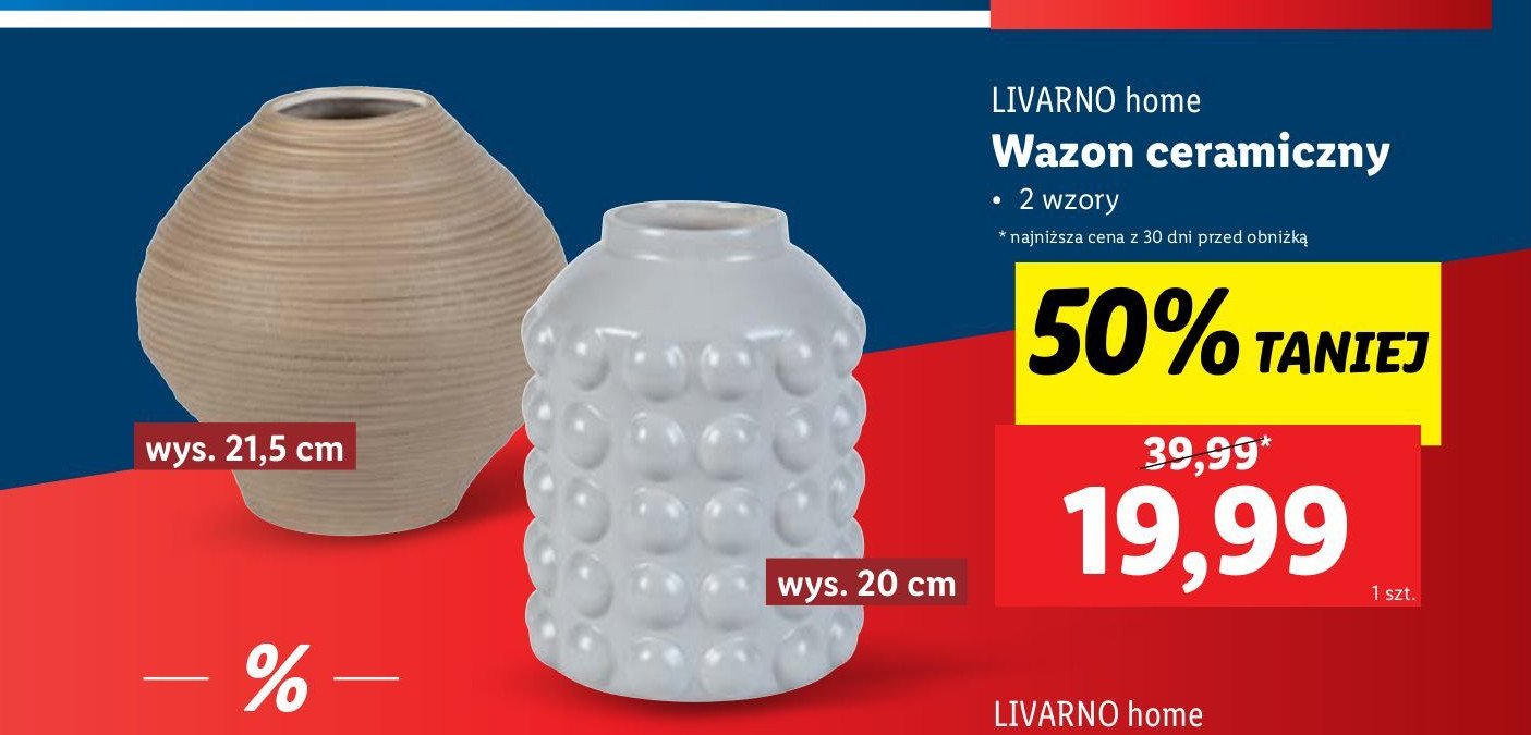 Wazon ceramiczny 21.5 cm LIVARNO HOME promocja