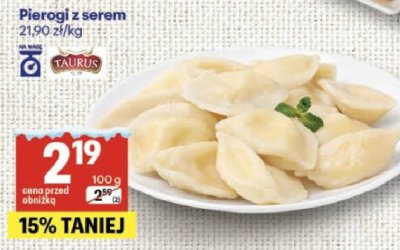 Pierogi z serem Taurus promocja w Delikatesy Centrum