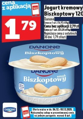 Jogurt kremowy Biszkoptowy Danone 120g promocja w TOPAZ