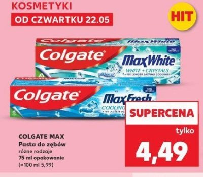 Pasta do z臋b贸w white crystals Colgate max white promocja