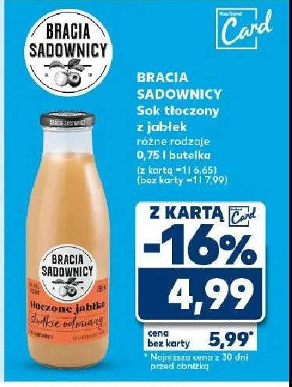 Sok tłoczony jabłkowy słodkie odmiany Bracia sadownicy promocja
