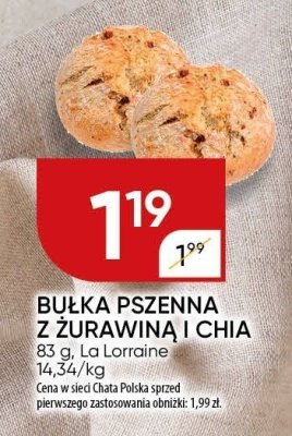 Bułka pszenna z żurawiną i chia La Lorraine promocja w Chata Polska