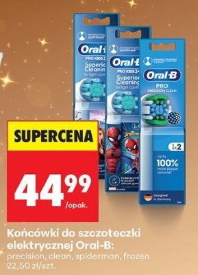 Końcówki do szczoteczki elektrycznej Oral-B: precision, clean, spiderman, frozen promocja w Biedronka