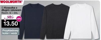 Koszulka z długim rękawem Rozm. S-3XL promocja w Woolworth