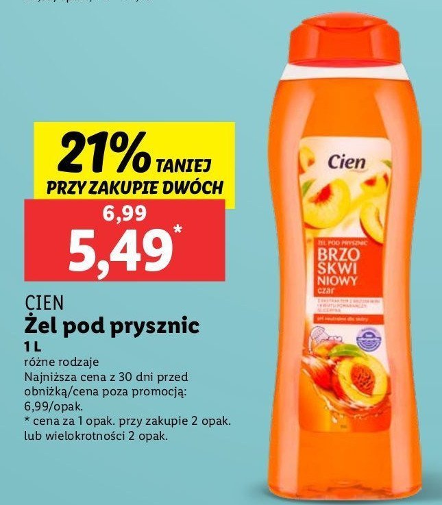 Żel pod prysznic brzoskwinia Cien promocja