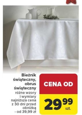 Bieżnik świąteczny, różne wzory i wymiary Carrefour promocja w Carrefour