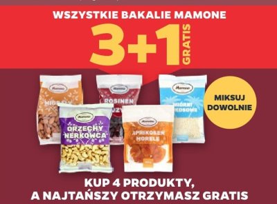 Wszystkie bakalie Mamone 3+1 GRATIS promocja w Netto