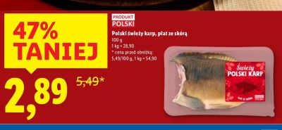 Karp Polski świeży karp, płat ze skórą promocja w Lidl