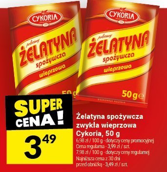 Żelatyna spożywcza zwykła wieprzowa Cykoria, 50 g promocja w Twój Market