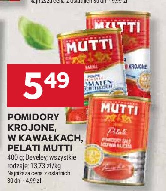 Pomidory drobno krojone polpa z bazylią Mutti promocja