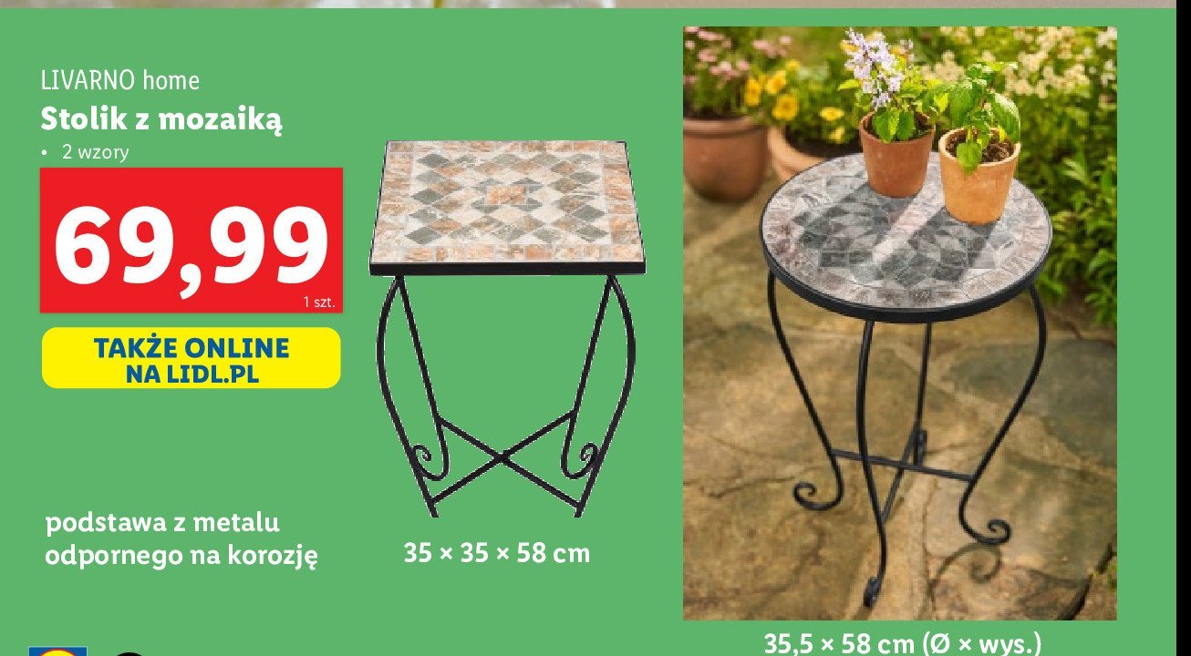 Stolik z mozaik膮 35 x 35 x 58 cm LIVARNO HOME promocja