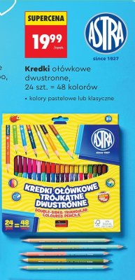 Kredki ołówkowe dwustronne ASTRA 24 szt. = 48 kolorów promocja w Biedronka