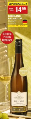 Wino RIESLING PALATIUM białe półwytrawne promocja w Biedronka