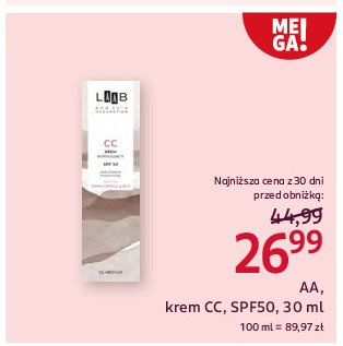 Krem korygujący cc spf 50 02 medium Aa laab promocja