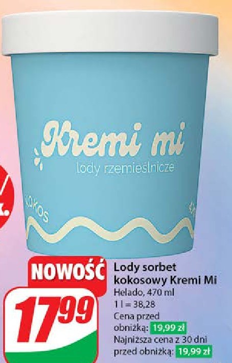 Lody sorbet kokosowy Kremi mi promocja w Dino