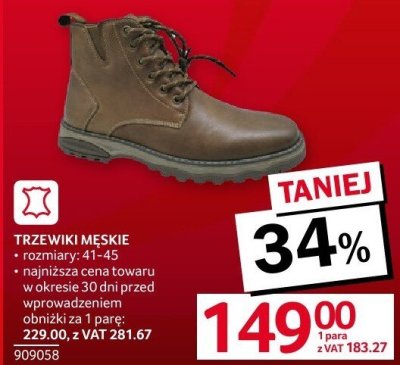 Trzewiki męskie skórzane rozmiary: 41-45 promocja w Selgros