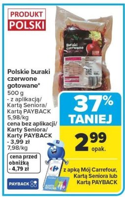 Buraki czerwone gotowane 500g promocja w Carrefour Market