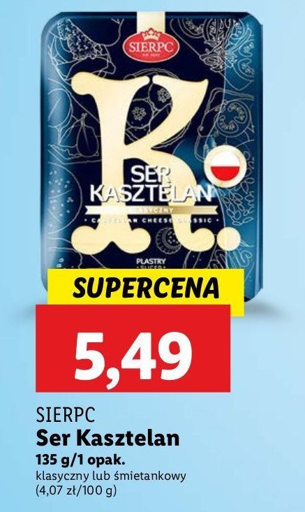 Ser kasztelan śmietankowy Sierpc promocja w Lidl