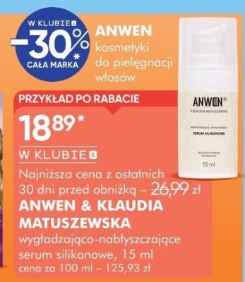 Serum ANWEN & KLAUDIA MATUSZEWSKA wygładzająco-nabłyszczające silikonowe promocja w Super-Pharm