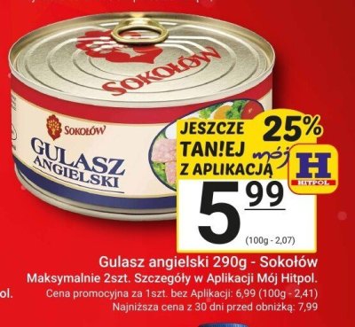 Gulasz angielski 290g - Sokołów promocja w Hitpol